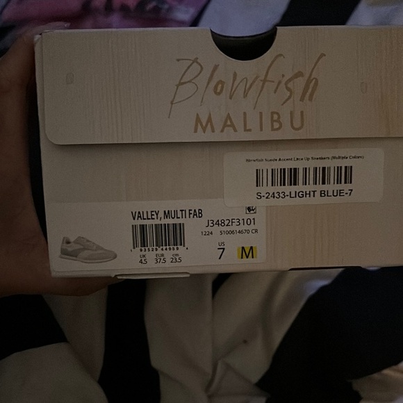 Beige and Blue Casual Sneakers - Picture 3 of 4